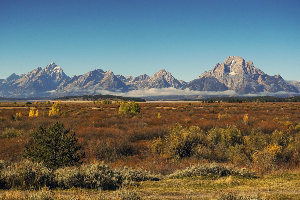 The Teton range in the fall