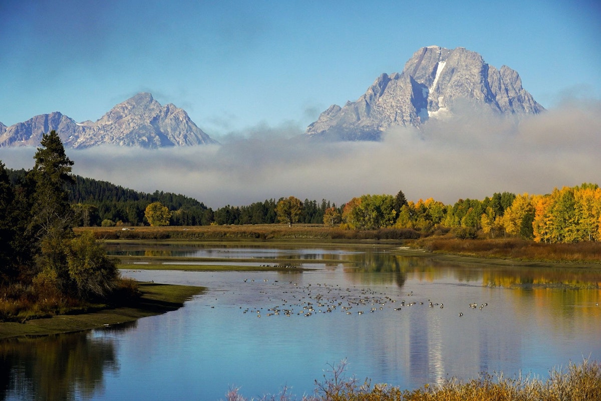 View of Mount Moran from Oxbow Bend Turnout