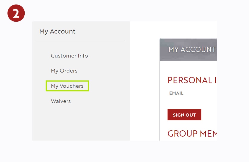 Click on "My Vouchers" in the account section