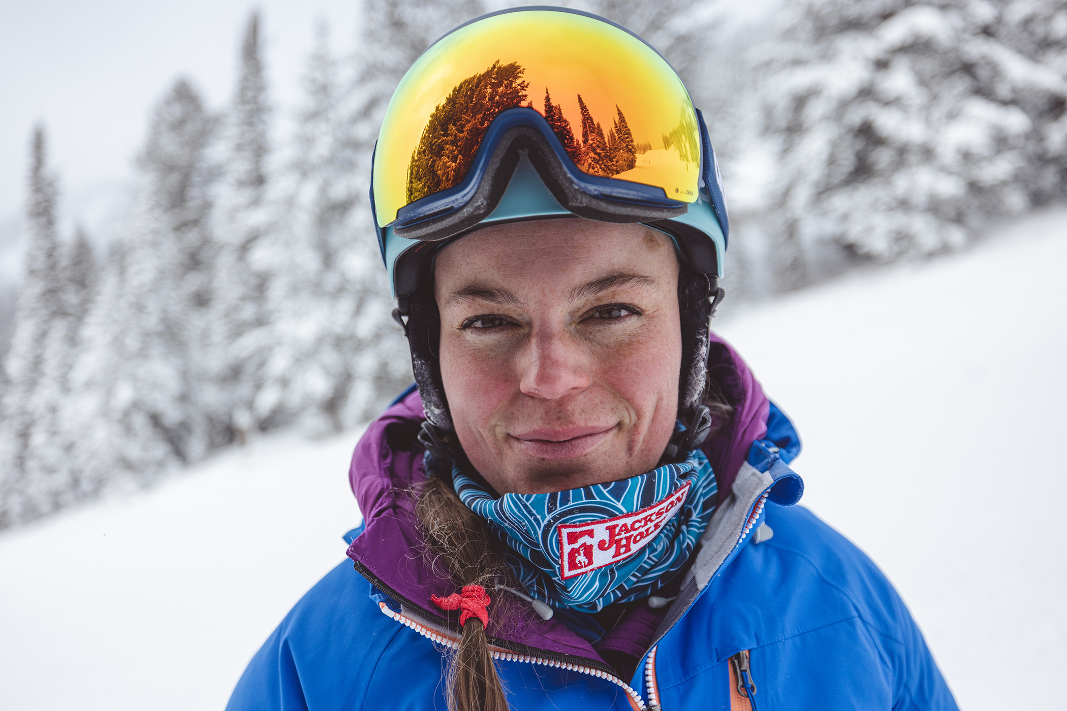 Breezy Johnson with Jackson Hole facemask