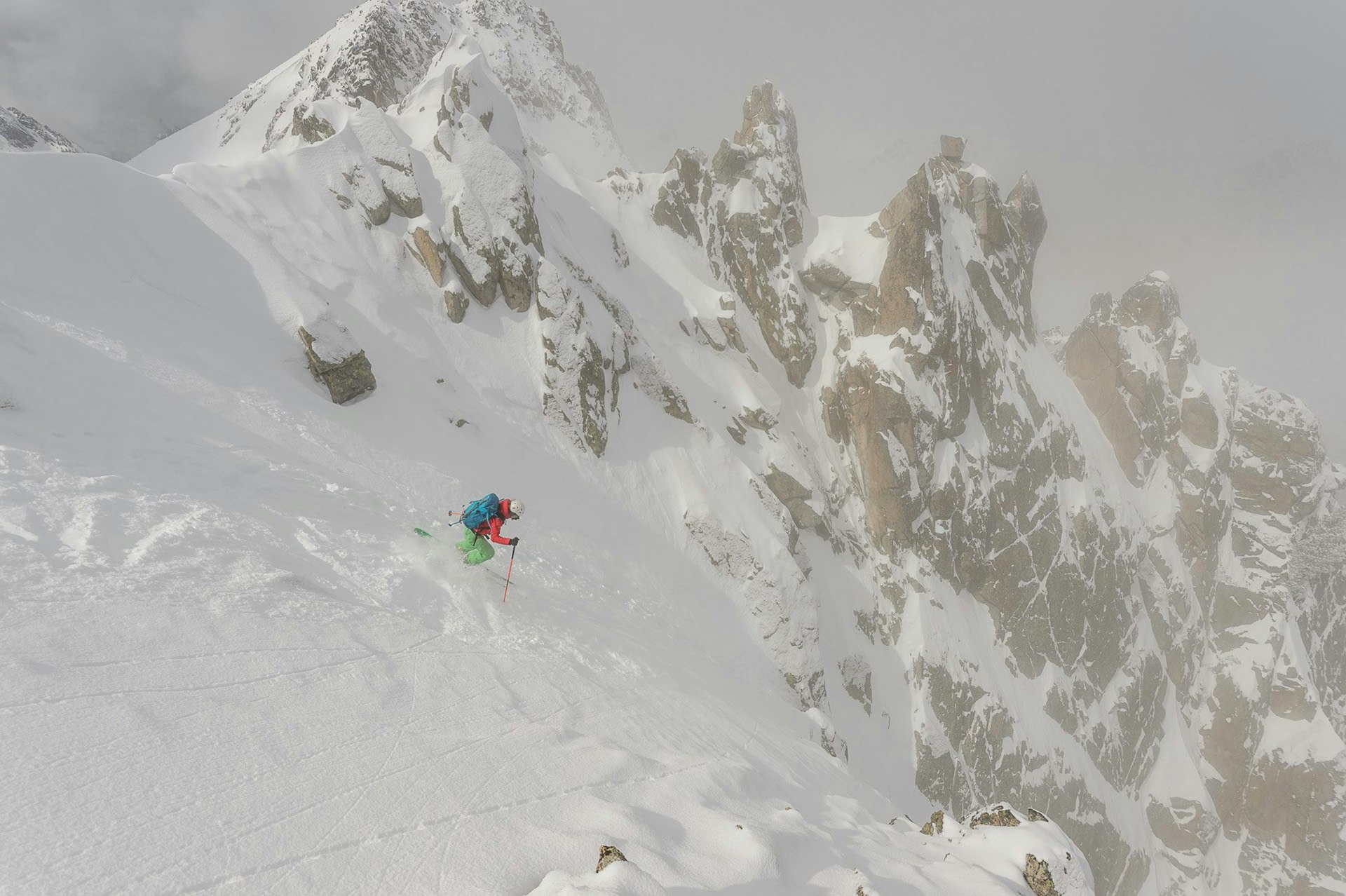 Crystal Wright skiing in the backcountry