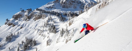 Skiing through powder