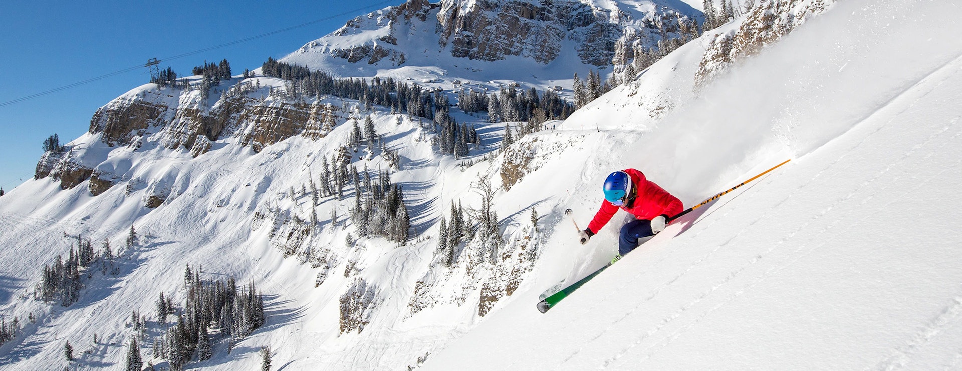 Skiing through powder