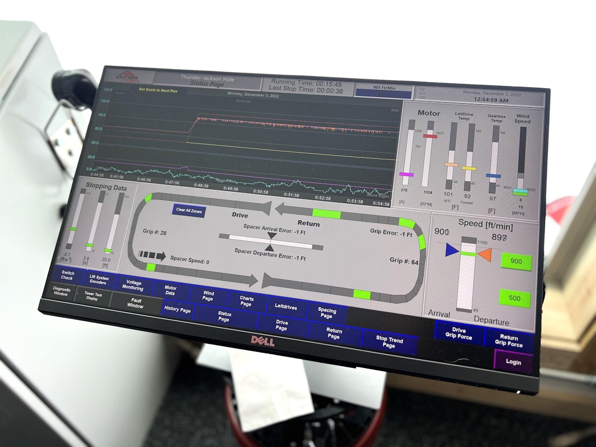 Computer display with lift data.