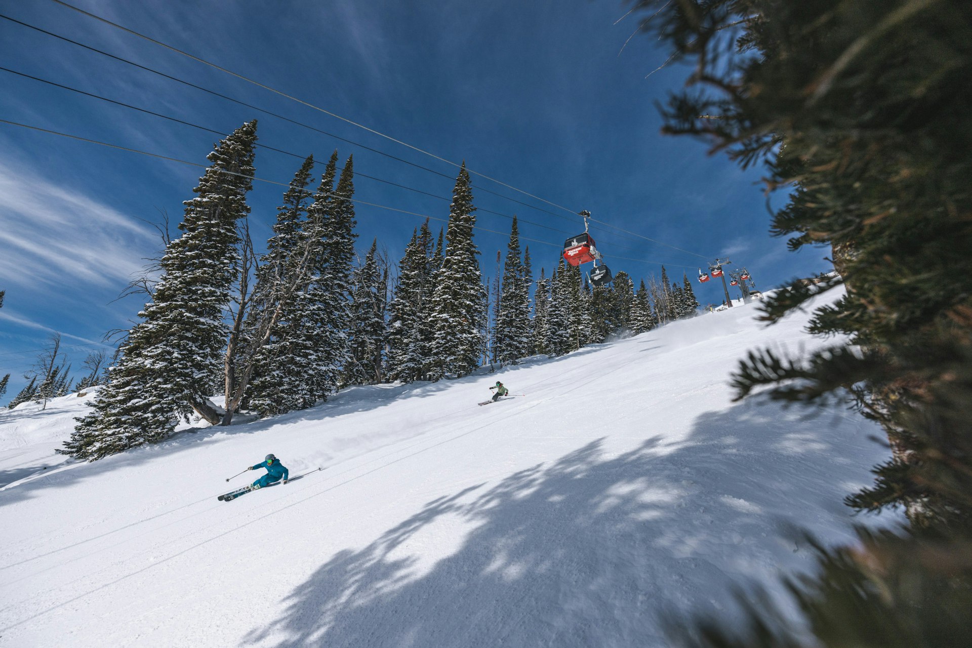Wide Skiers Bridger Gondola