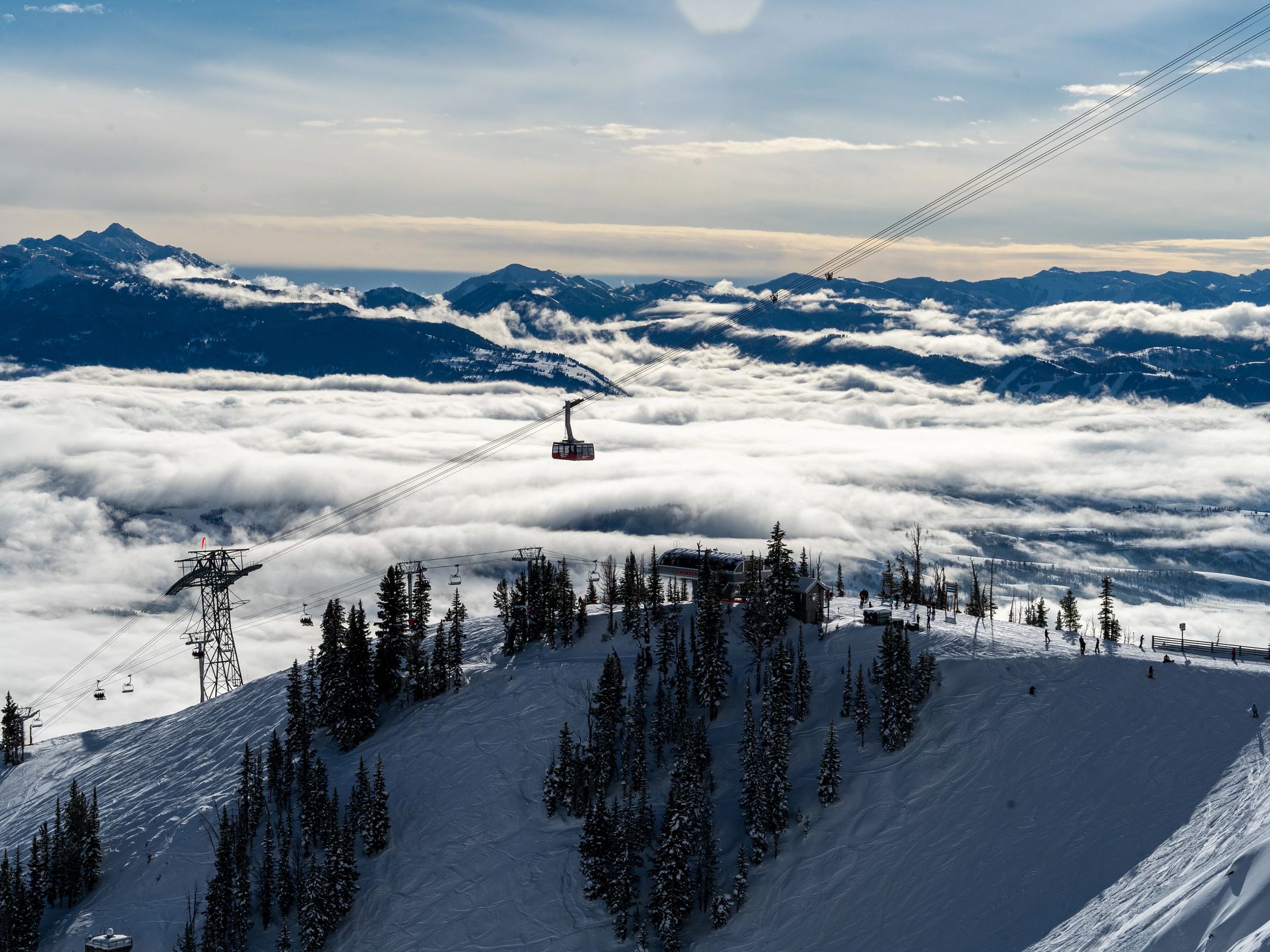 The Aerial Tram flying above the clouds