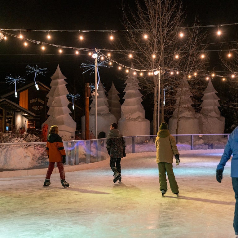 Children skating in the village commons
