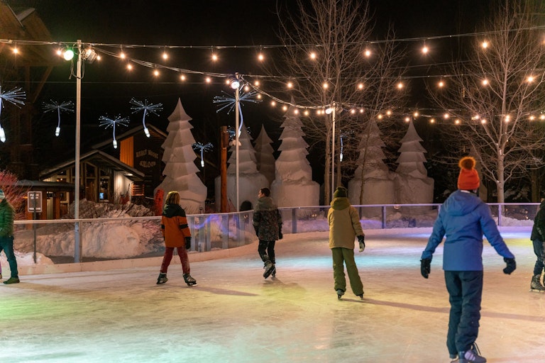 Children skating in the village commons