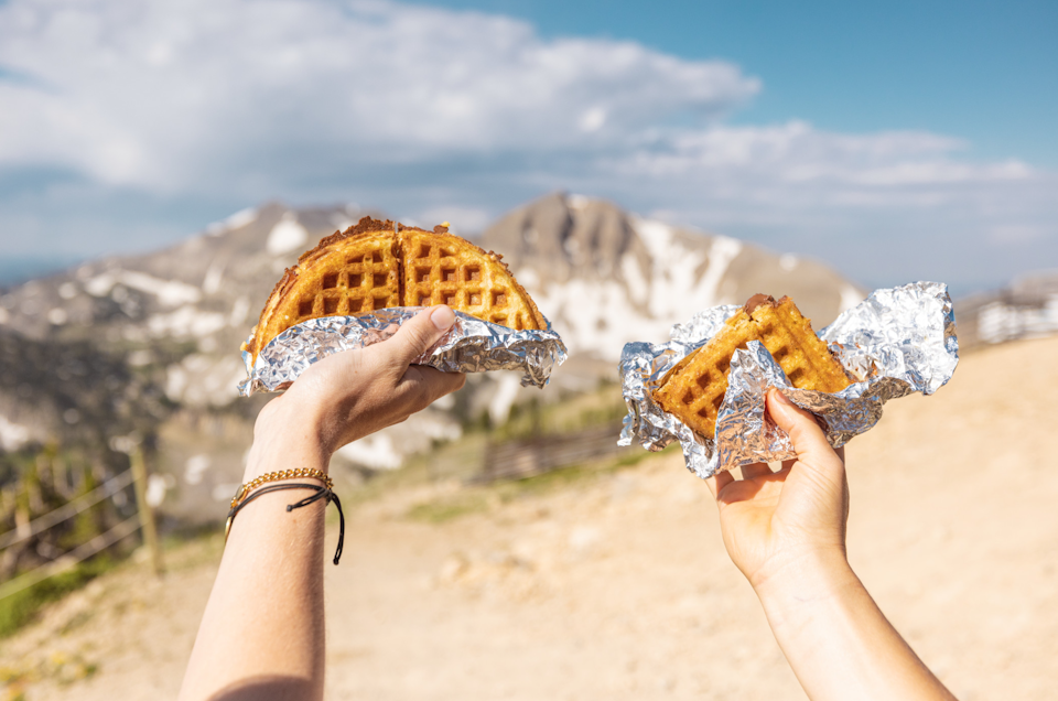 Waffles at the top of the tram - best breakfast in Jackson Hole!