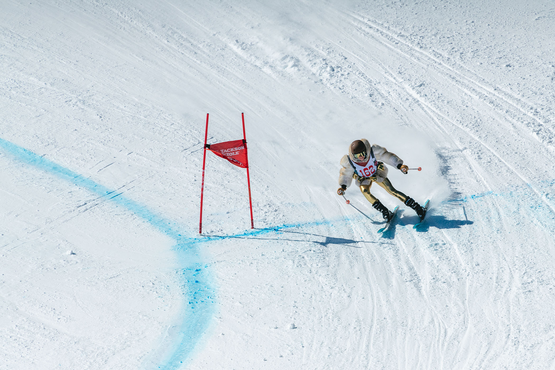 Skier competing in the Jackson Hole Downhill