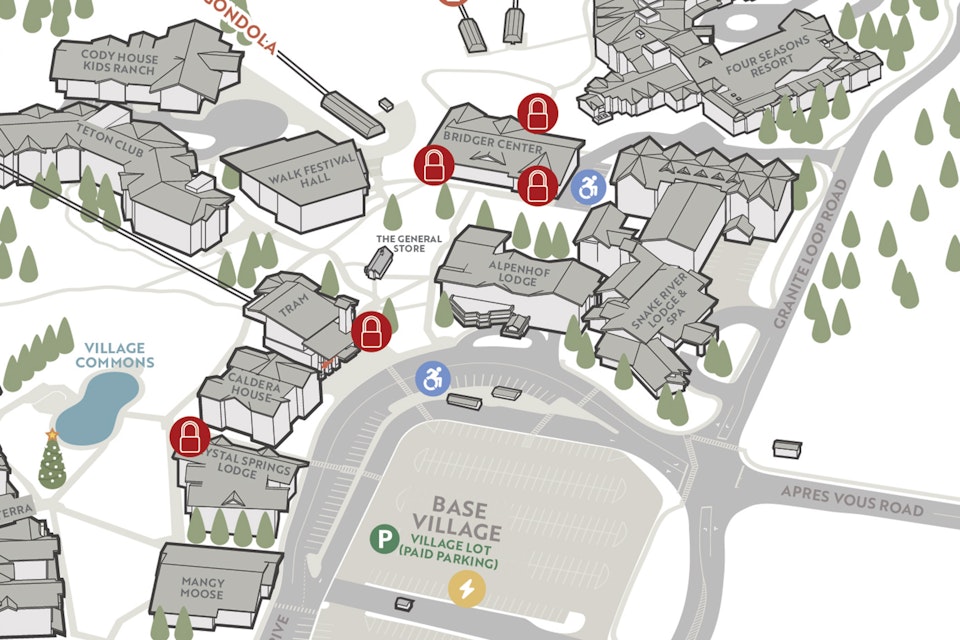 Map showing location of gear storage