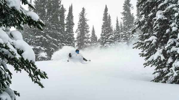 Person skiing in deep powder