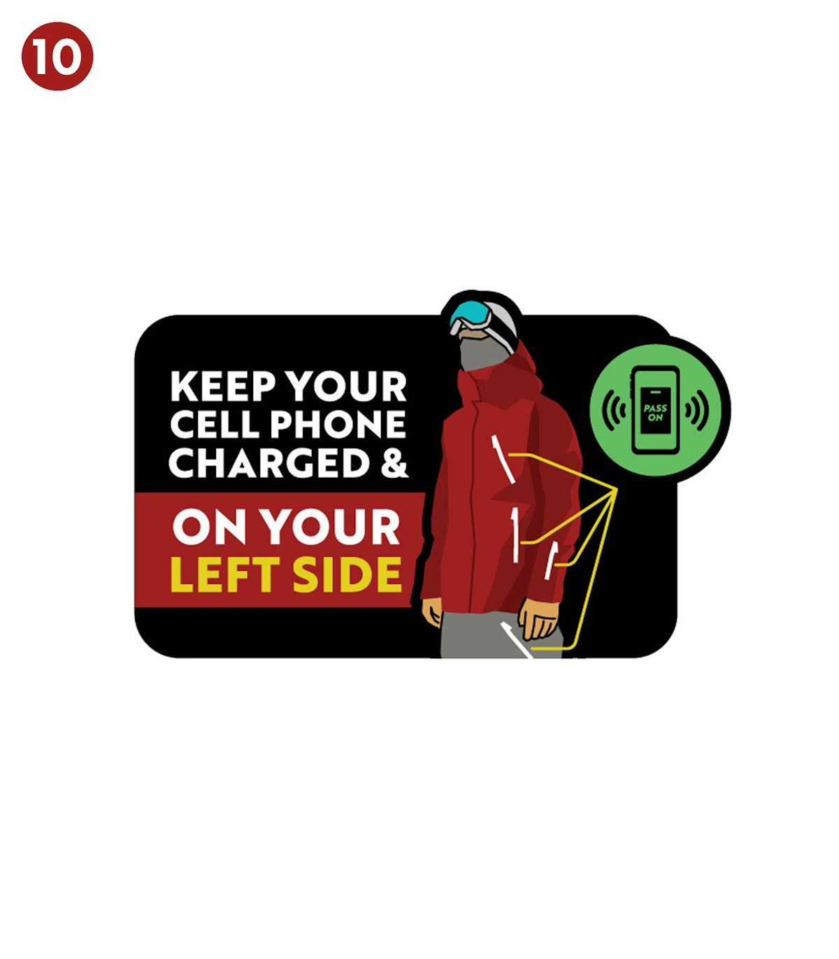 Graphic showing to keep phone on left side of body