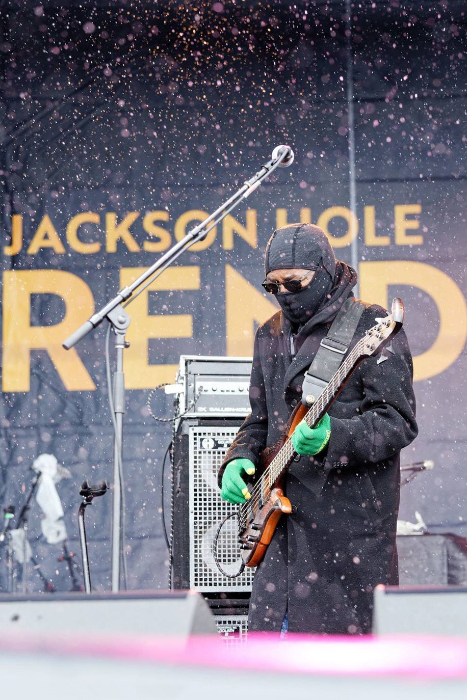 Playing the bass at Rendezvous Spring Festival