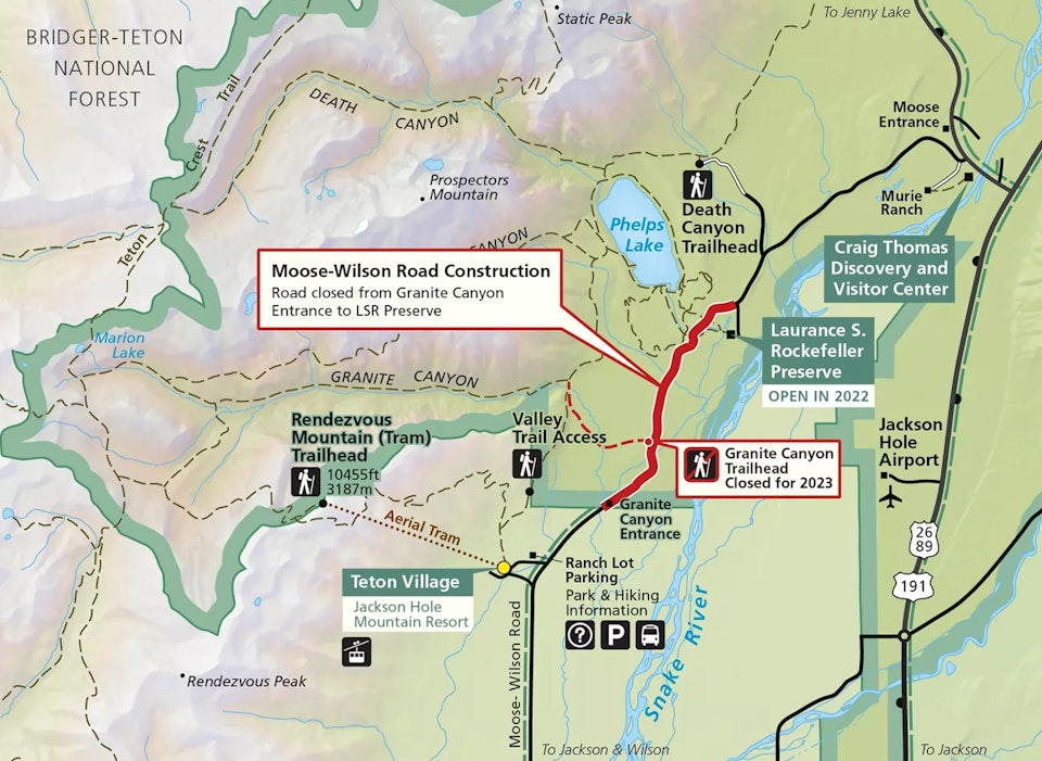 Moose Wilson road closure map