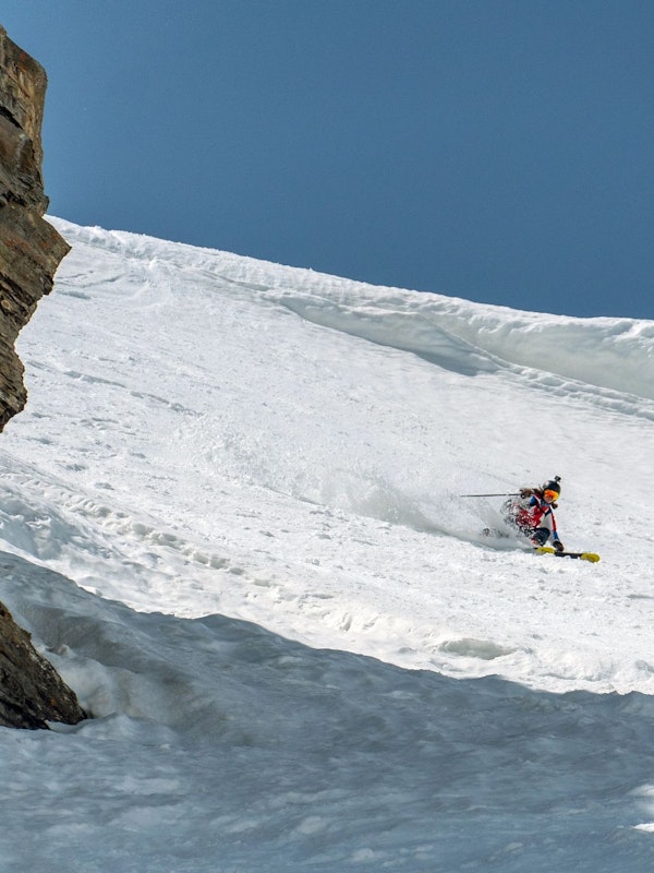 Skiing in Cody Bowl in the summer