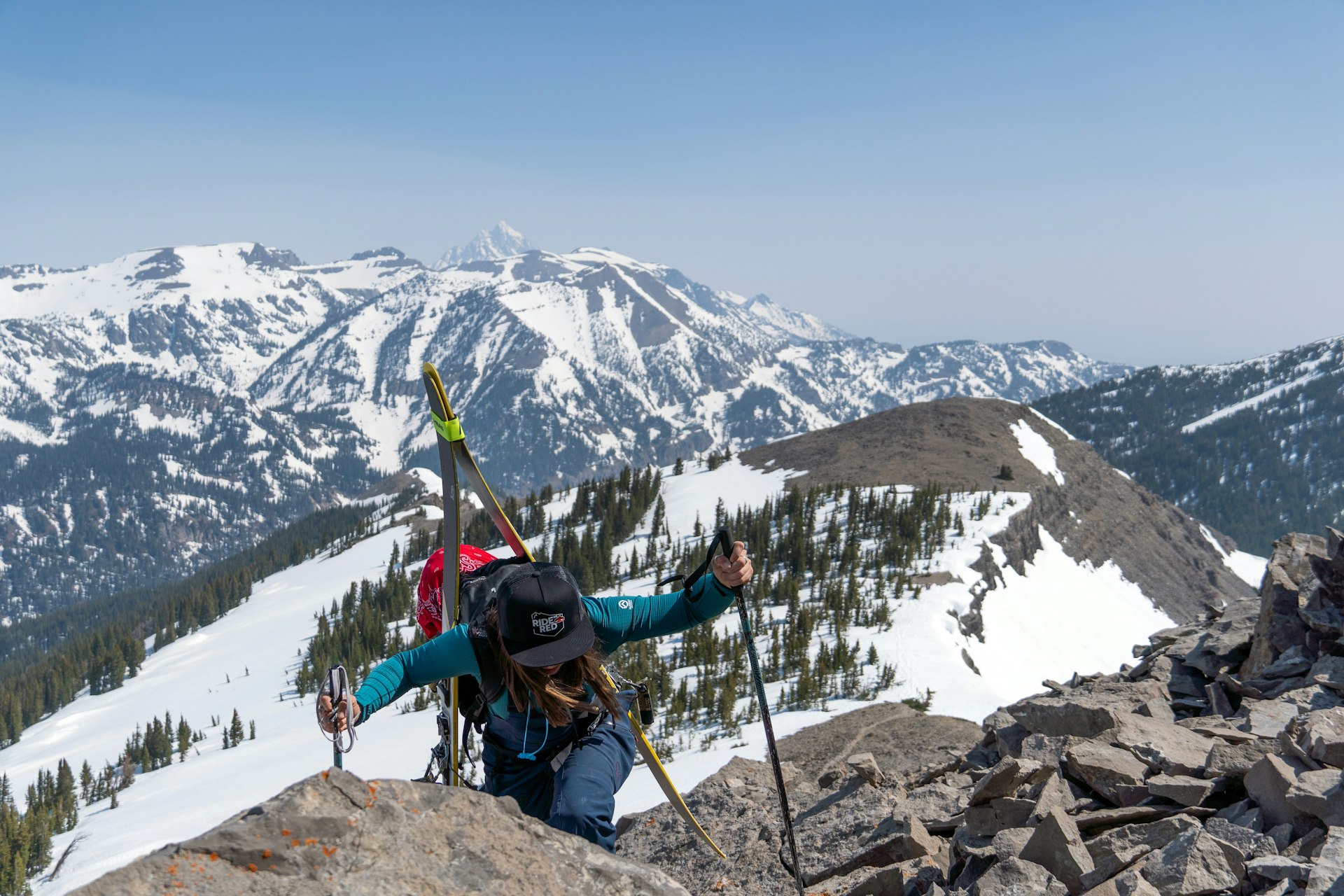 Climbing to the mountain summit