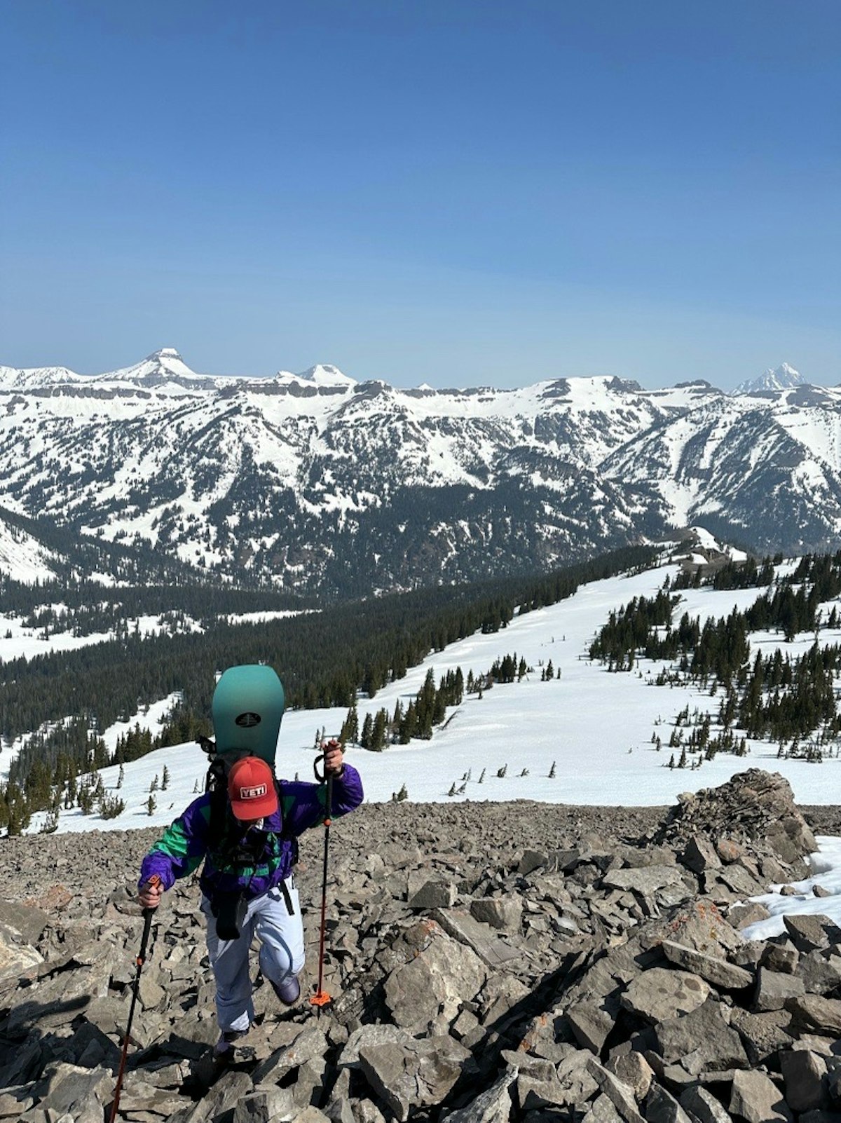 Snowboard man hike