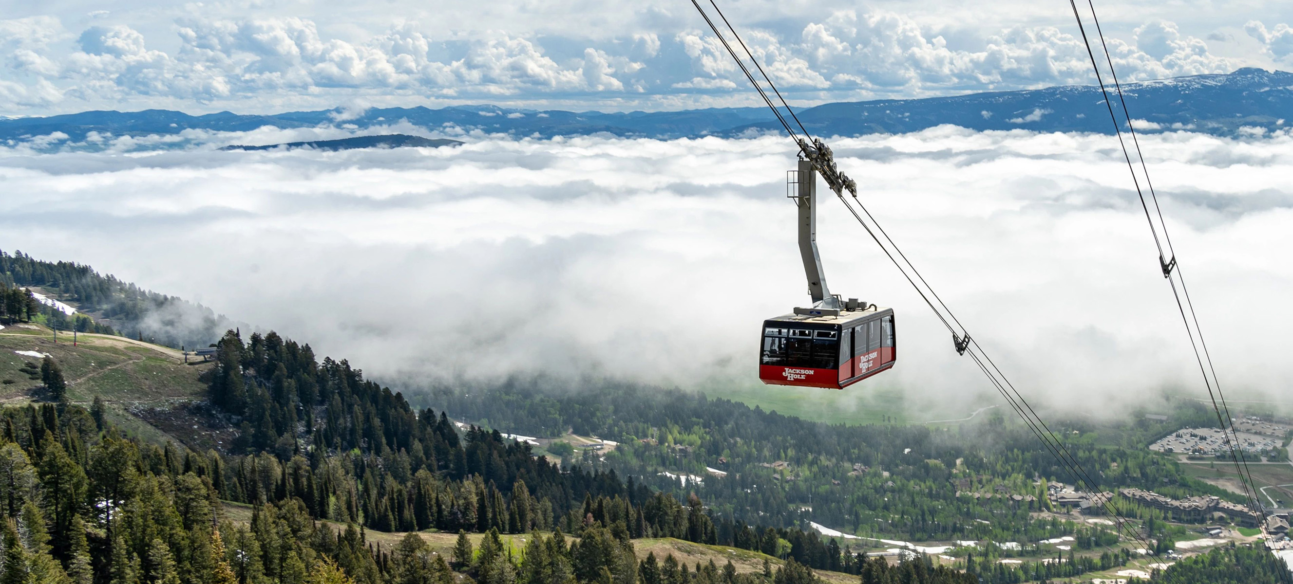 The Aerial Tram flying above the clouds