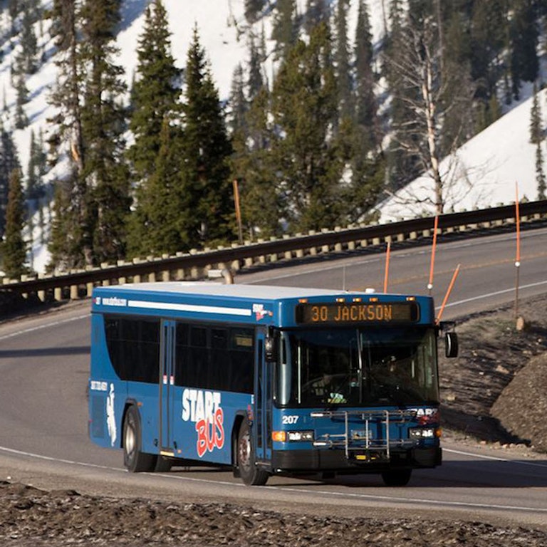 The START Bus driving on the Teton Pass