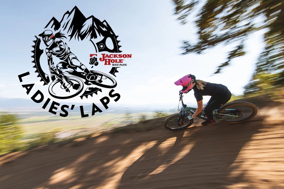 Ladies' Laps logo over person riding in Bike Park