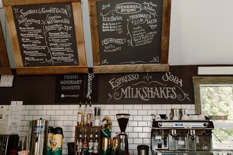 Menu at the General Store