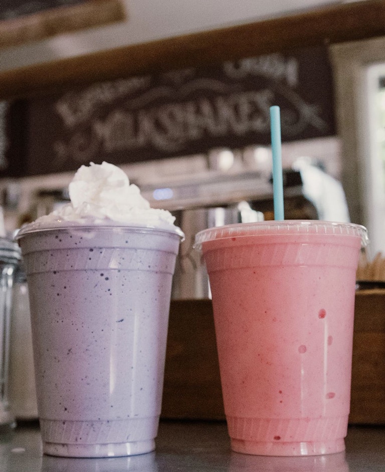 Milkshake and smoothie from the General Store