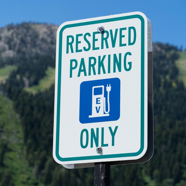 EV only reserved parking signs