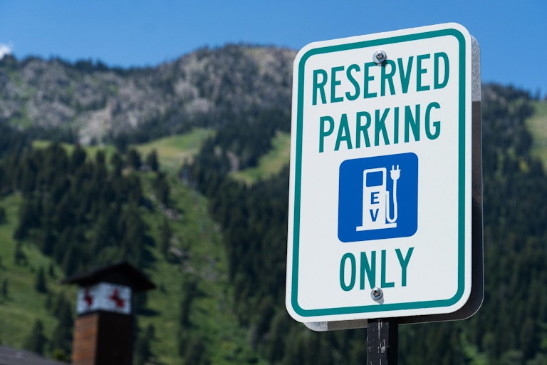 EV only reserved parking signs
