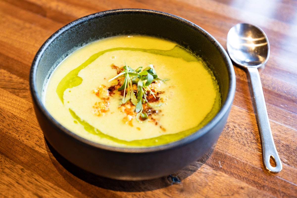 A soup at Piste Mountain Bistro