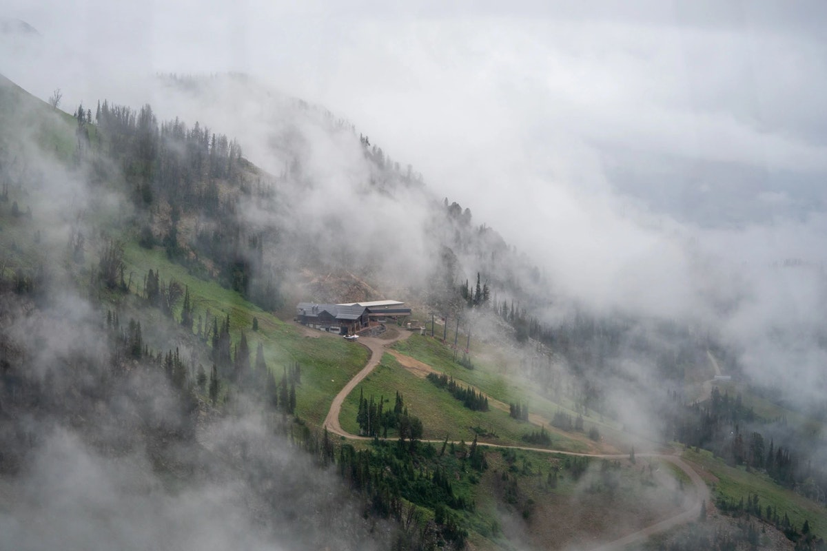 A view of the Rendezvous Mountain Hill Climb course through the clouds