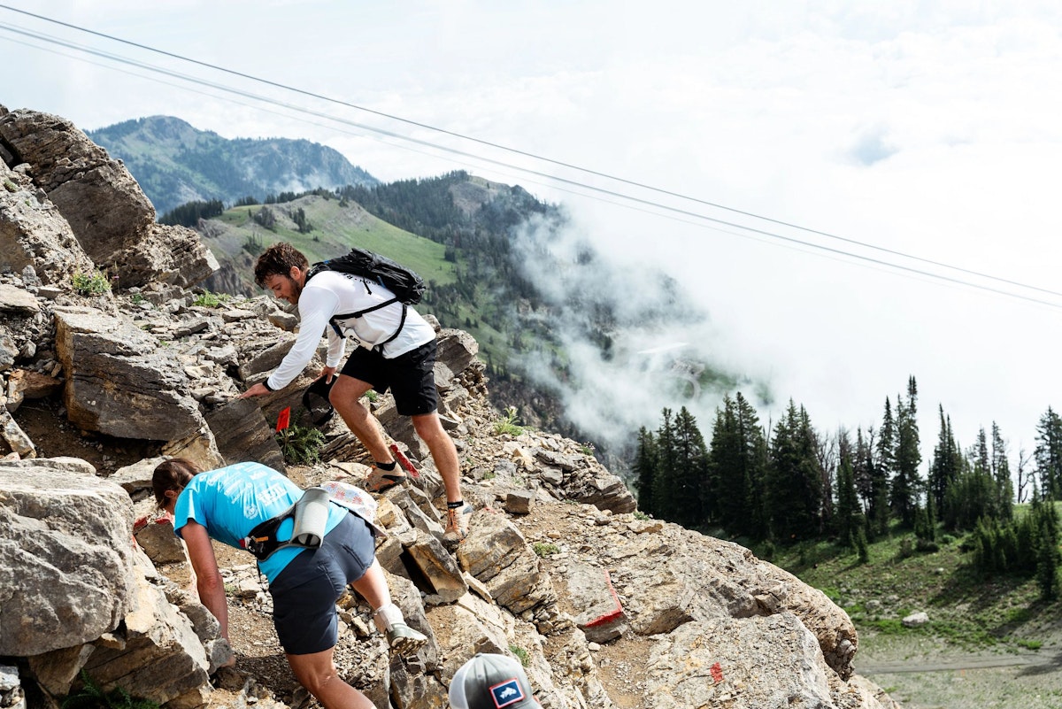 Going up a scramble during the Rendezvous Mountain Hill Climb
