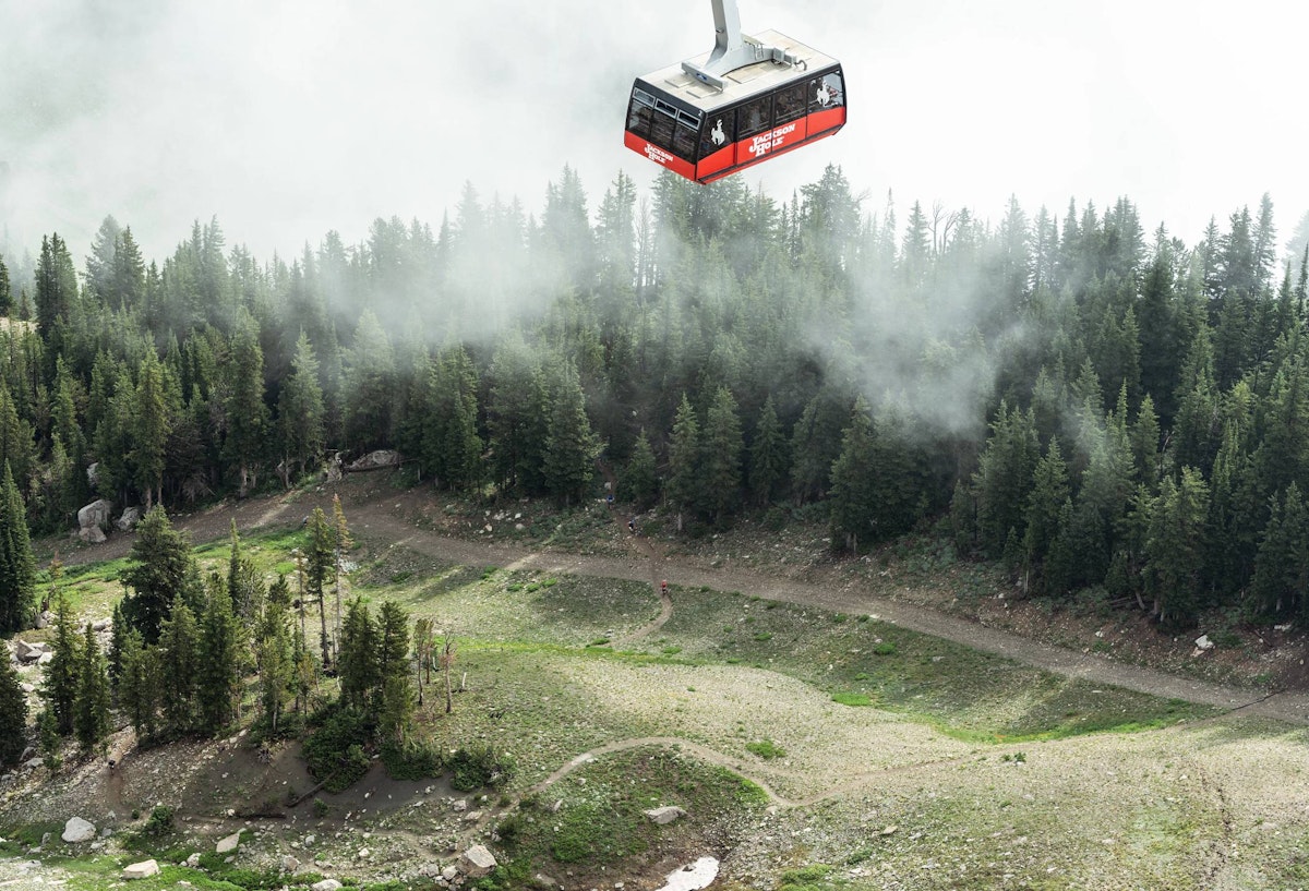 The Aerial Tram flying over the race course
