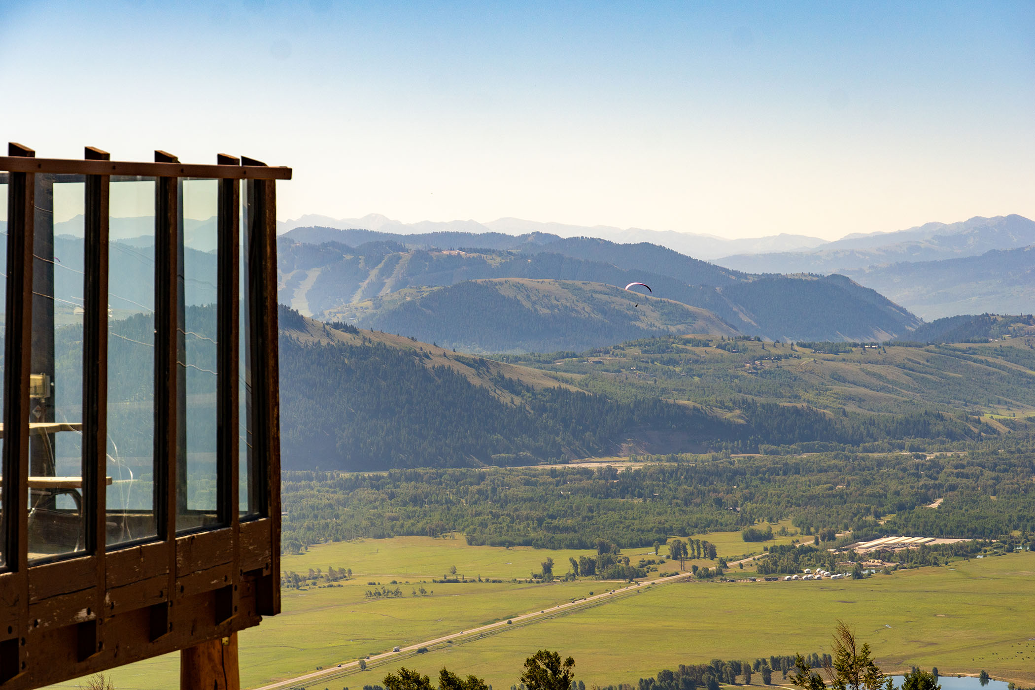 view of person paragliding from the Casper Deck
