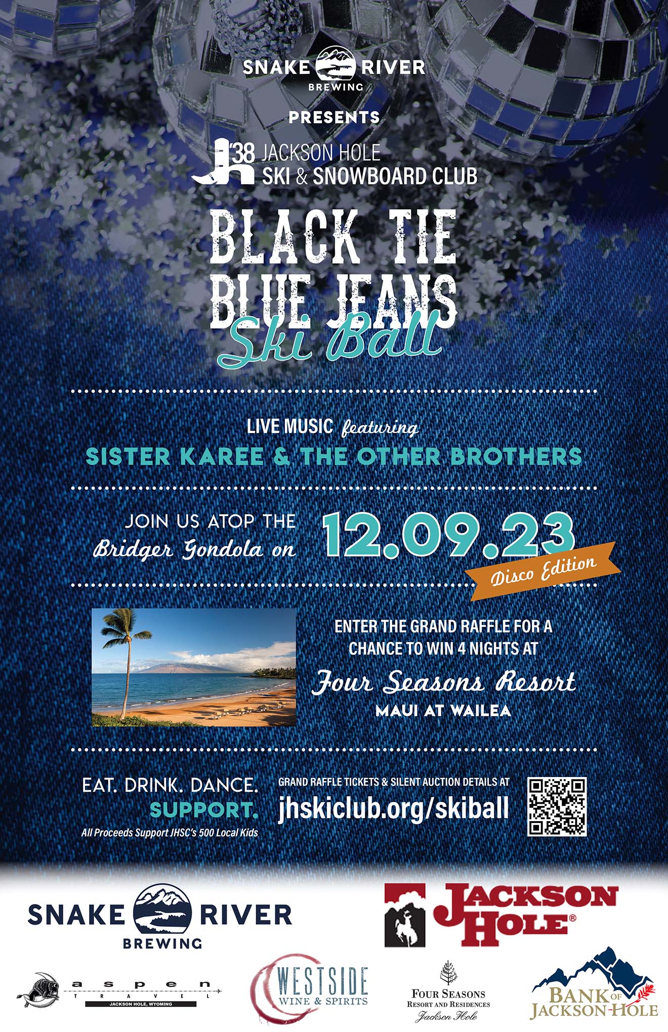 Black Tie Blue Jeans Ski Ball Poster