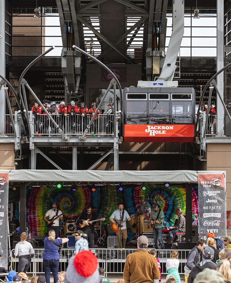 Road to Rendezvous with ski patrol watching from above