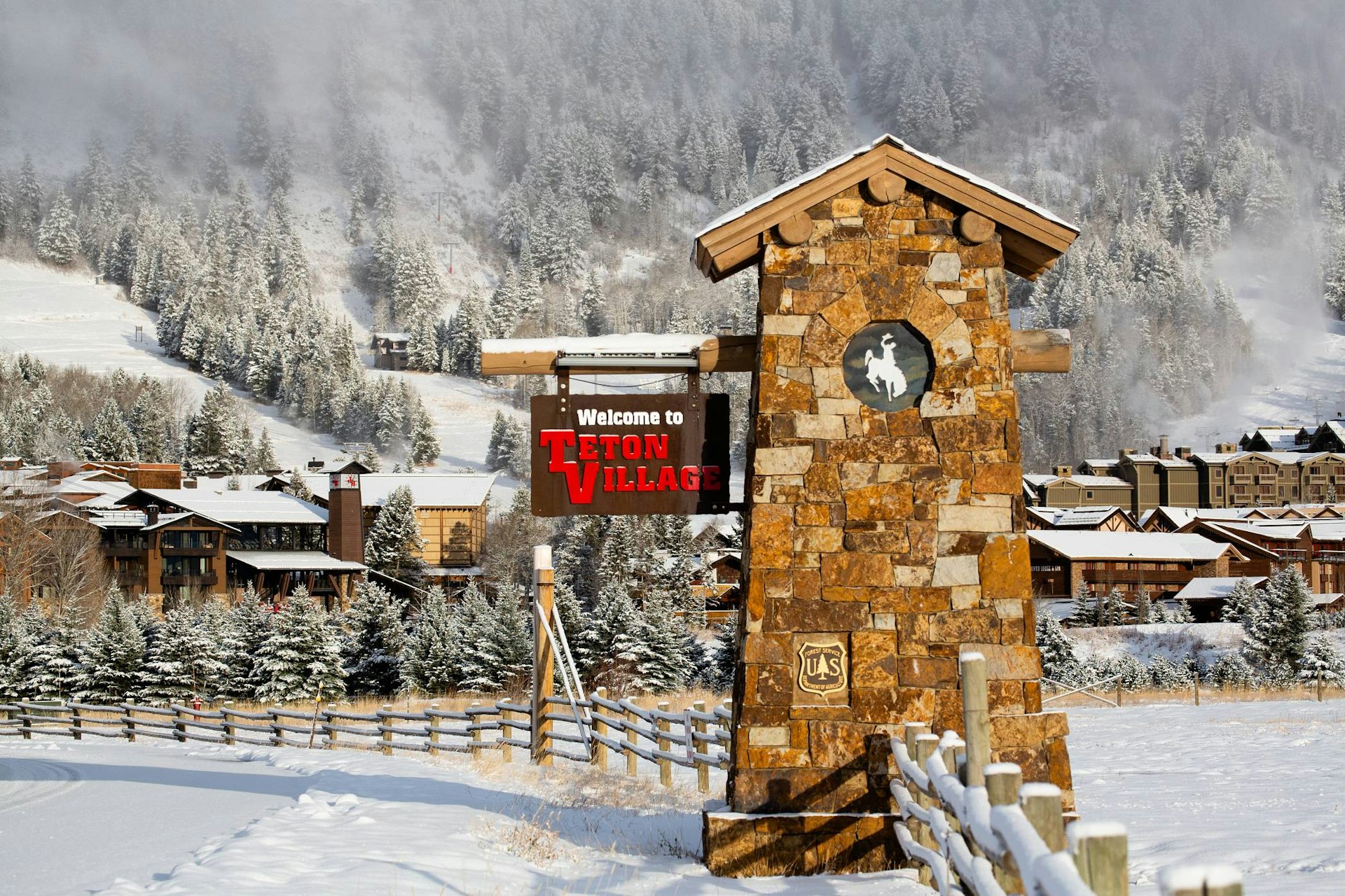 The Welcome to Teton Village sign