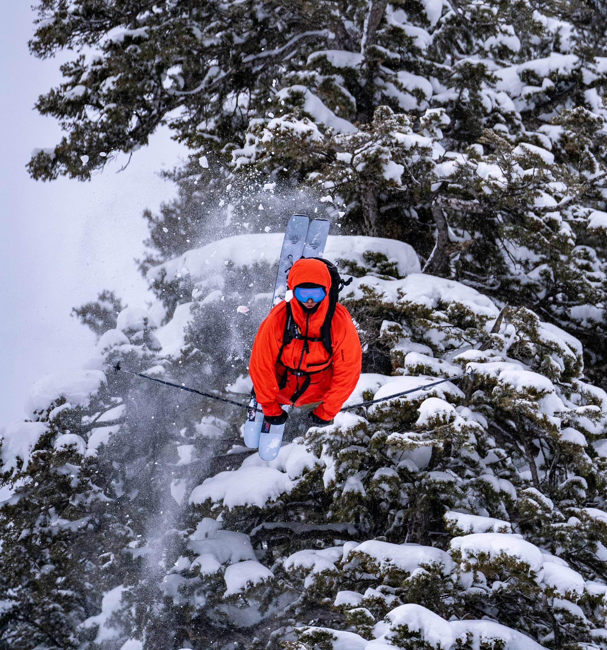 snowboarder riding powder