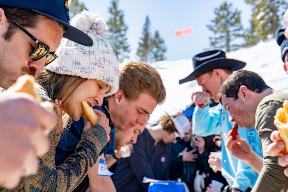 People racing to eat the Bear Dogs