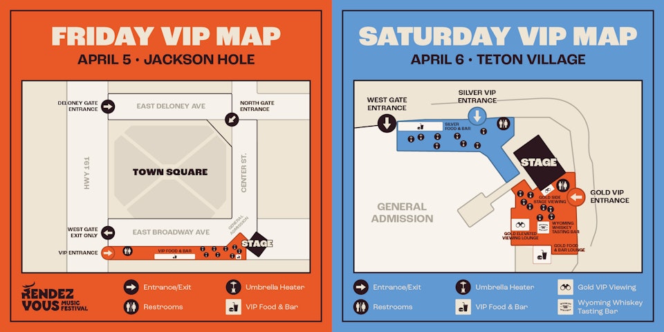 VIP maps for both nights of Rendezvous 2024