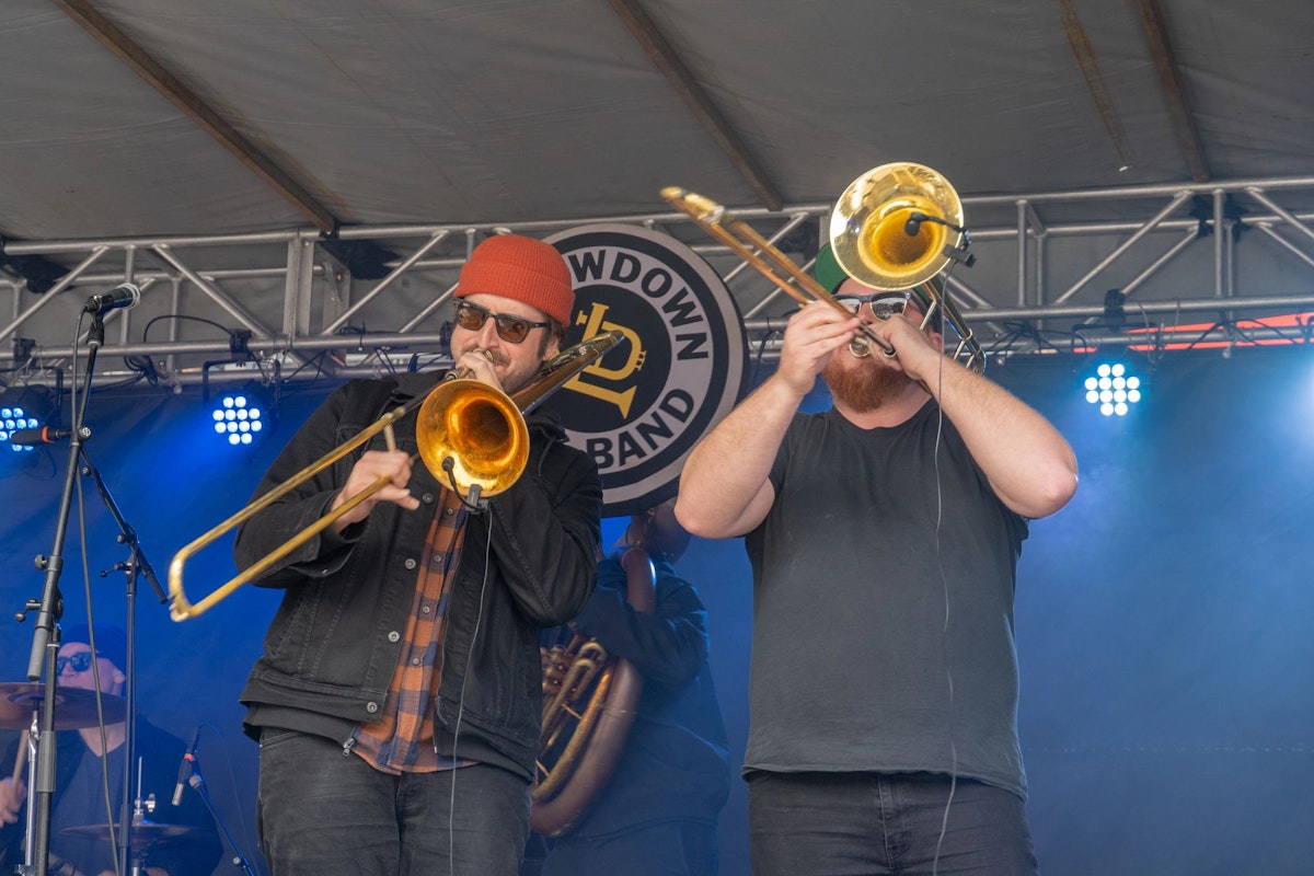 LowDown Brass Band performing at Road to Rendezvous