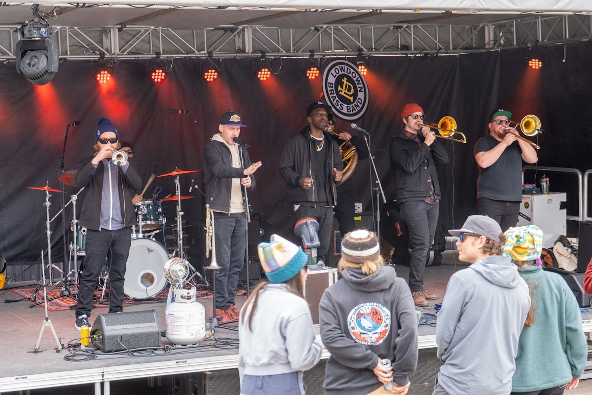 LowDown Brass Band performing at Road to Rendezvous