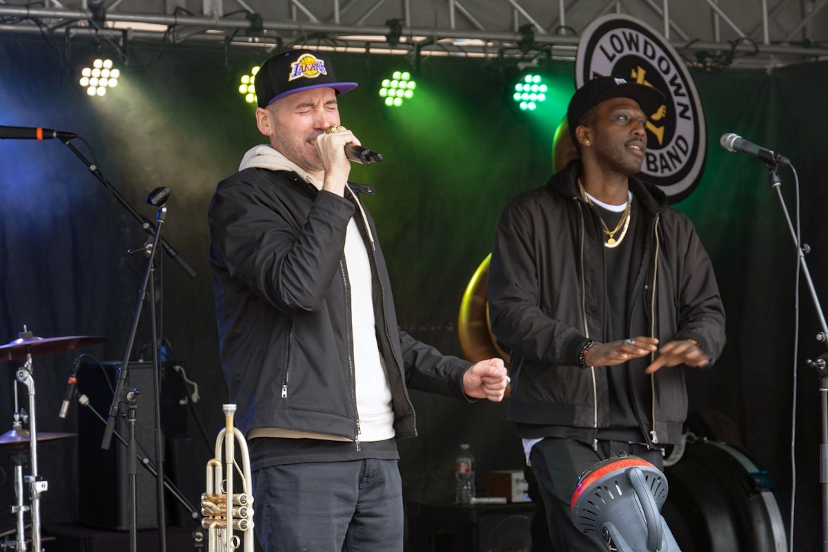 LowDown Brass Band performing at Road to Rendezvous