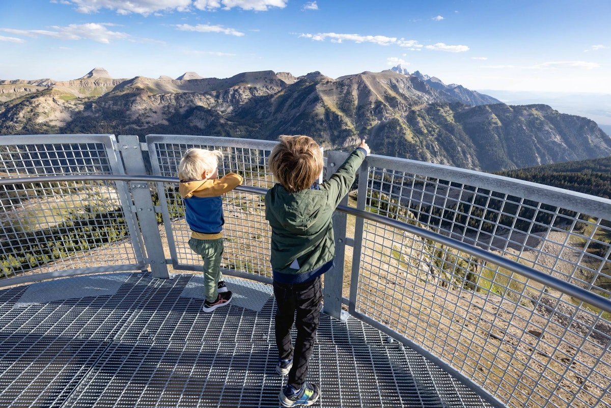Looking at the views from the Grand Teton Skywalk