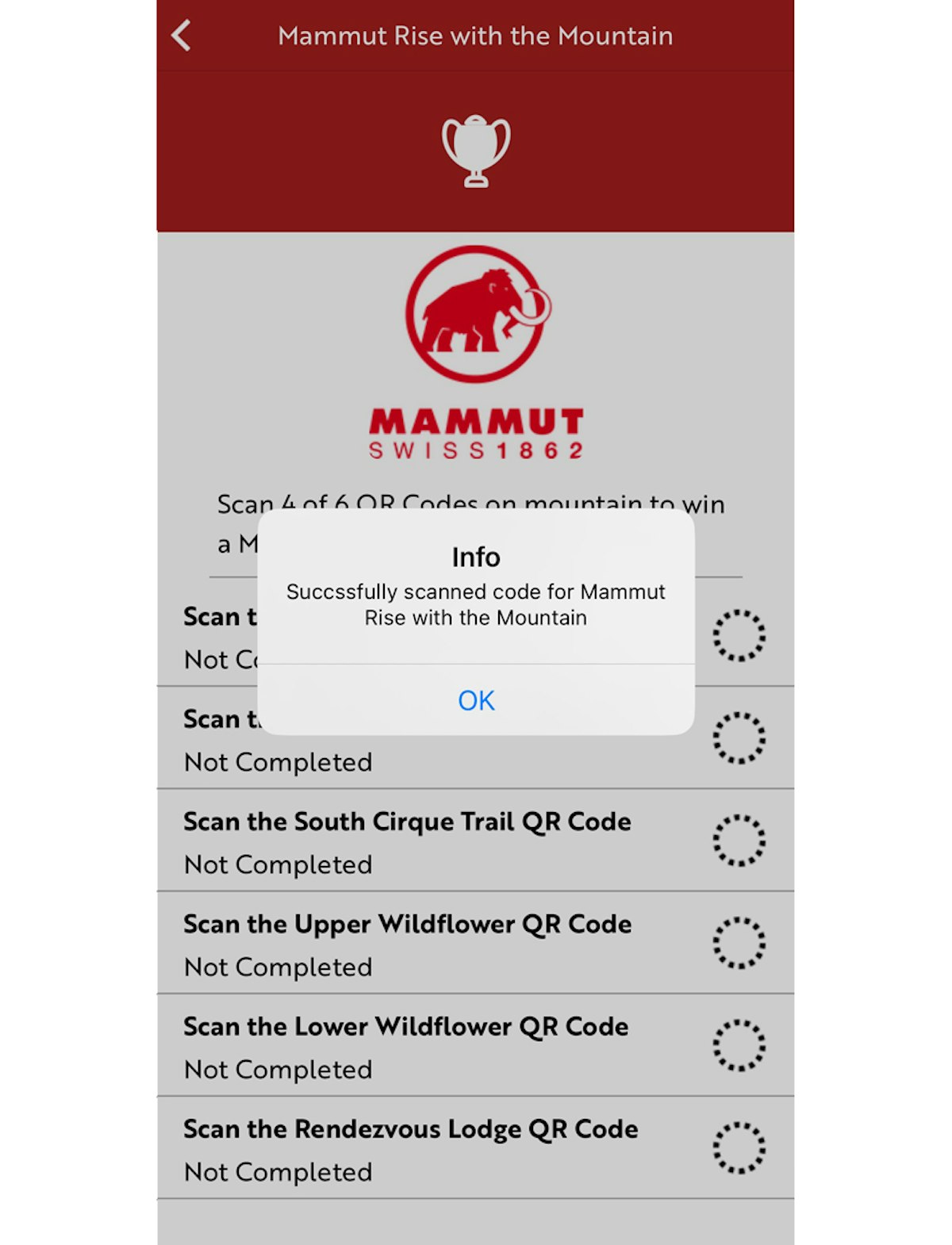 Mammut Rise with the Mountain scan notification