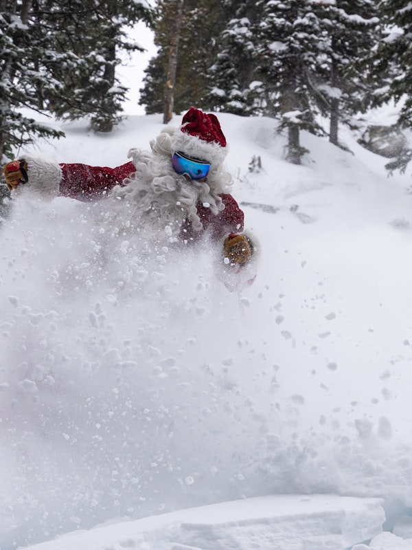 Santa skiing powder