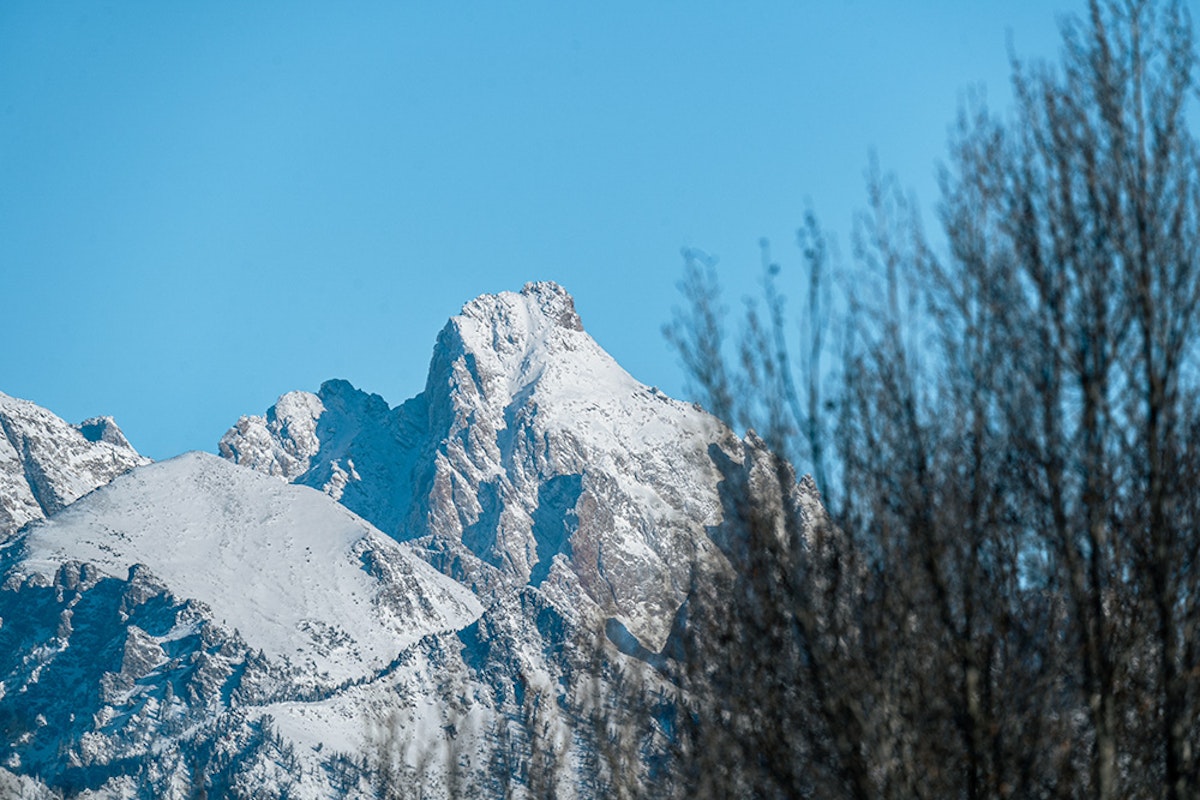 Grand Teton covered in snow