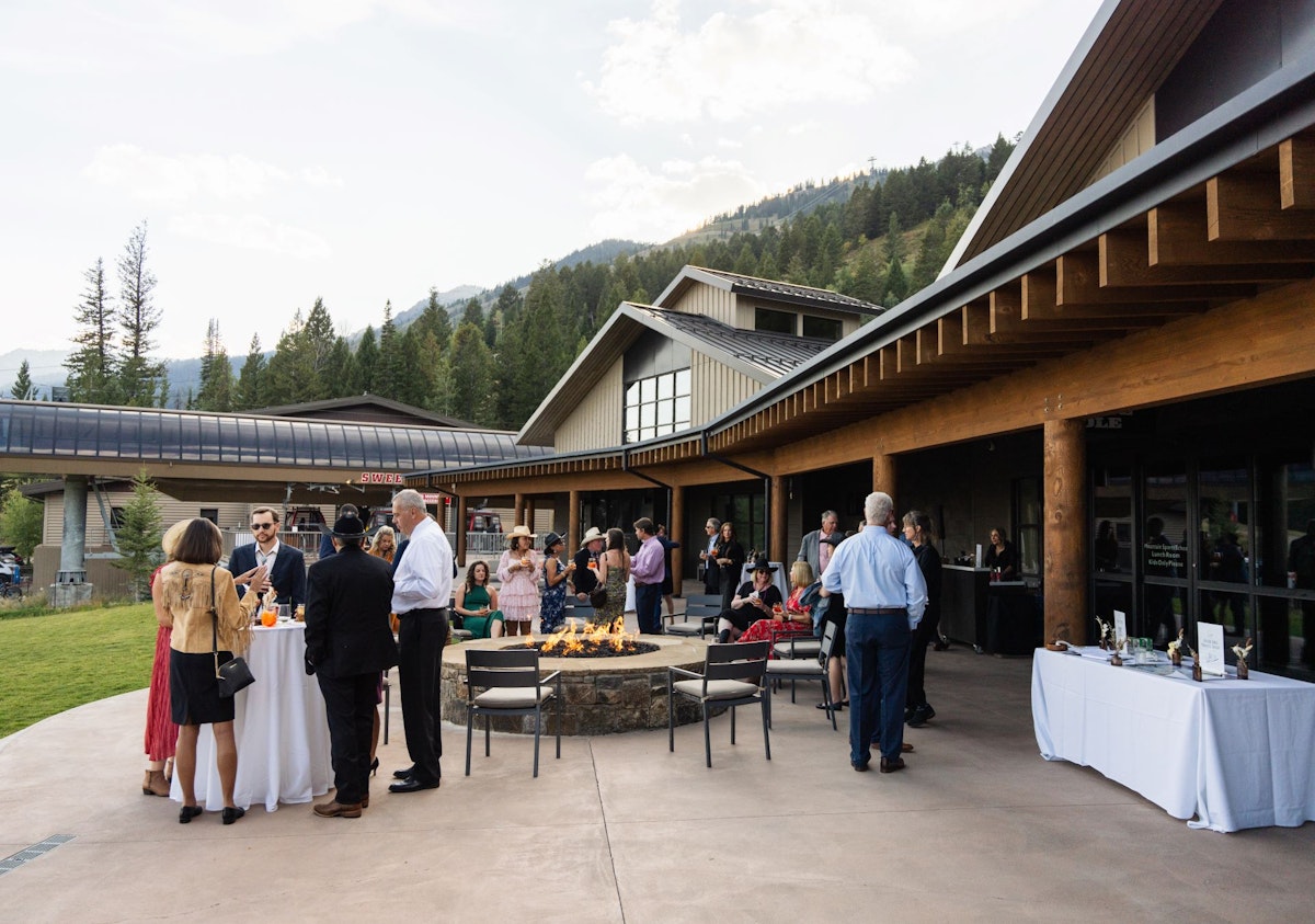 Guest mingling at Solitude Station wedding