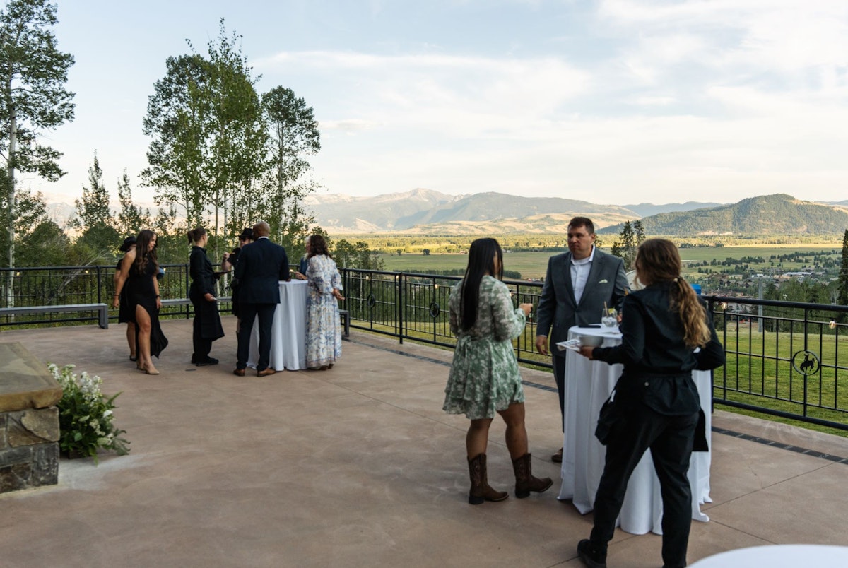 Guest mingling at Solitude Station wedding