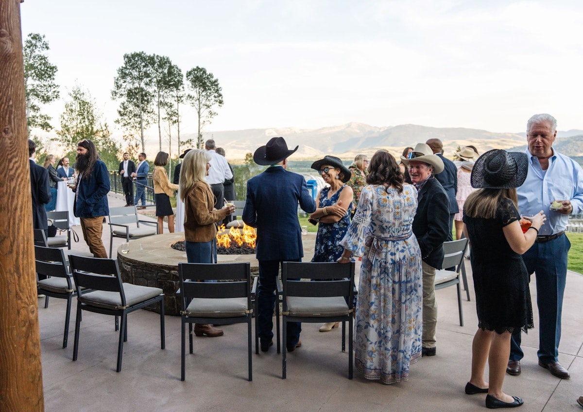 Guest mingling at Solitude Station wedding